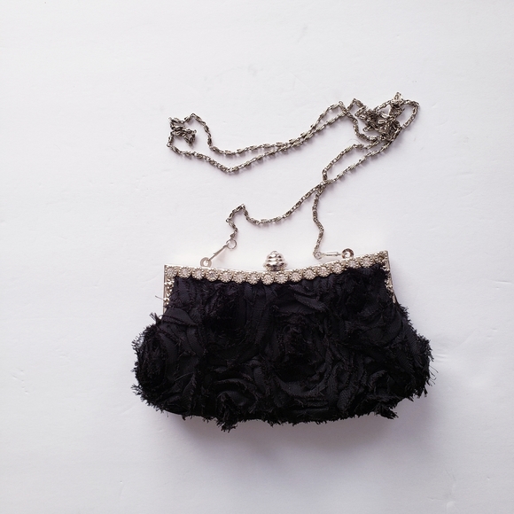 SALE JNB Black Metal Clutch Evening Purse - Picture 1 of 8